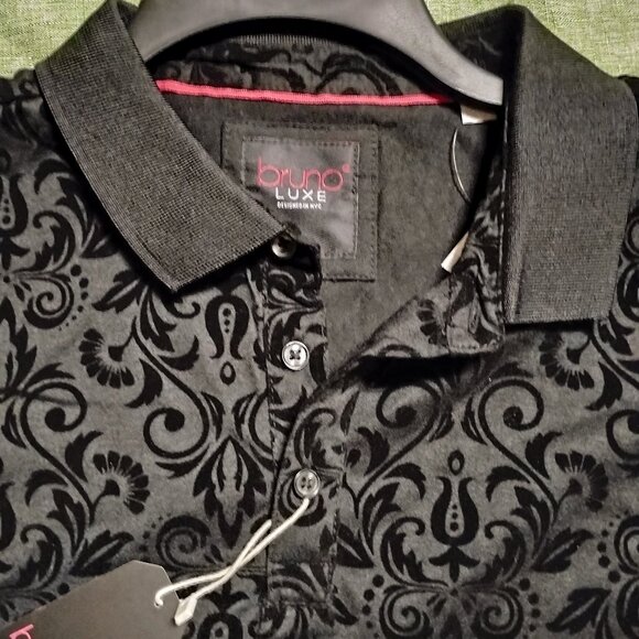 Goth Bruno Luxe Velvet Flocked Short Sleeve Henley II - Picture 4 of 4